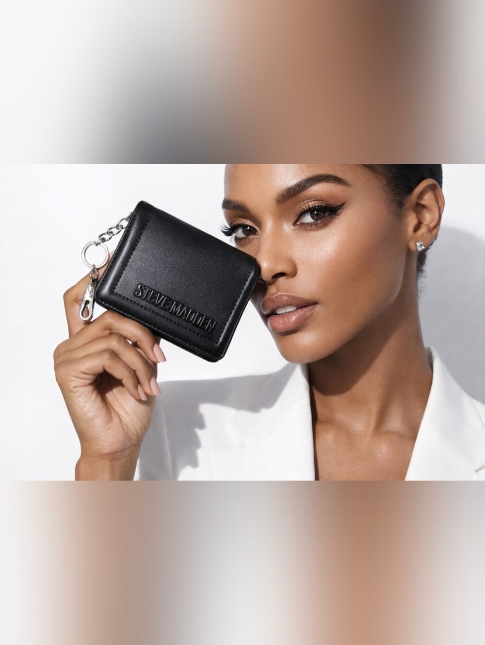 Steve Madden Black Leather Mini Wallet - Sleek Women’s Card Case